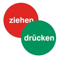 SafetyMarking® Hinweisaufkleber "Drücken +...