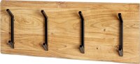 HAKU Möbel Wandgarderobe 52975 akazie Holz 4 Haken 90,0 x 36,0 cm, 1 St.