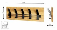 HAKU Möbel Wandgarderobe 54336 eiche Holz 5 Haken...
