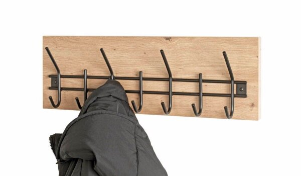 HAKU Möbel Wandgarderobe 54440 eiche Holz 7 Haken 60,0 x 20,0 cm, 1 St.