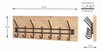 HAKU Möbel Wandgarderobe 54440 eiche Holz 7 Haken...