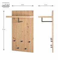 HAKU Möbel Wandgarderobe 54439 eiche Holz 5 Haken...
