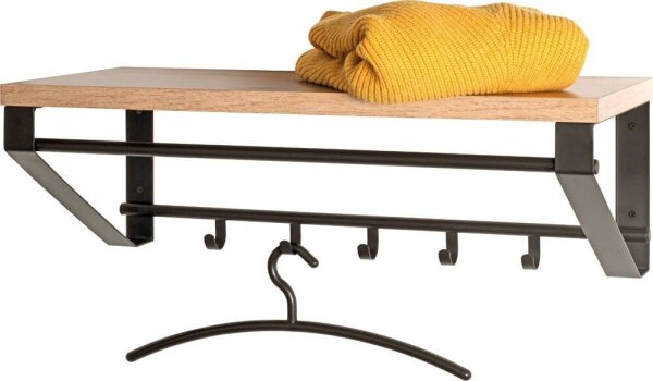 HAKU Möbel Wandgarderobe 54441 eiche Holz 5 Haken 70,0 x 23,0 cm, 1 St.