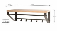 HAKU Möbel Wandgarderobe 54441 eiche Holz 5 Haken...