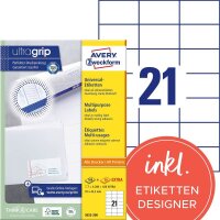AVERY Zweckform Etiketten 3652-200 weiß 70,0 x 42,3...