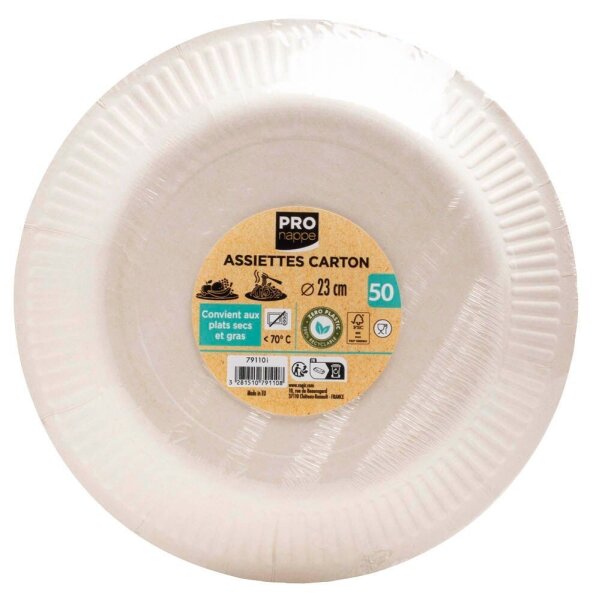 PROnappe Pappteller weiß 23,0 x 23,0 cm, 50 St.