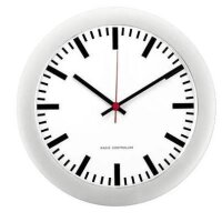 PEWETA Funkwanduhr Bahnhof weiß silber Kunststoff,...