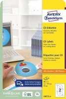 AVERY Zweckform CD-Etiketten L6015-25 weiß, 50 Etiketten