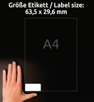 AVERY Zweckform Folien-Adressetiketten J4721-25 transparent 63,5 x 29,6 mm, 25 Blatt