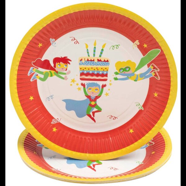 PROnappe Pappteller Superheld mehrfarbig Ø 23,0 cm, 10 St.