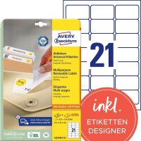 AVERY Zweckform Etiketten L6023REV-25 weiß 63,5 x...