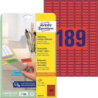 AVERY Zweckform Etiketten L6036-20 rot 25,4 x 10,0 mm, 20...