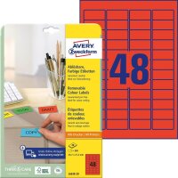 AVERY Zweckform Etiketten L6038-20 rot 45,7 x 21,2 mm, 20...