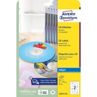 40 AVERY Zweckform CD-Etiketten C6074-20 weiß  (...