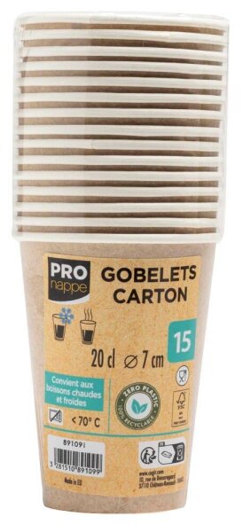 PROnappe Einweg-Kaffeebecher braun 200,0 ml, 15 St.