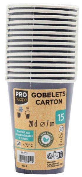 PROnappe Einweg-Kaffeebecher marineblau 200,0 ml, 15 St.