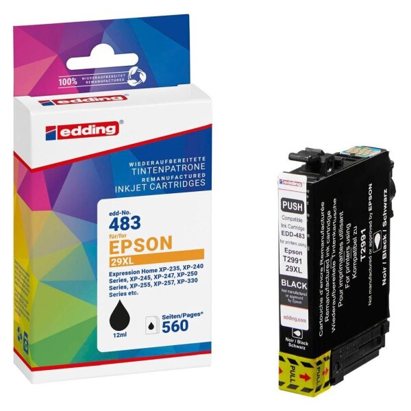 edding EDD-483 schwarz Druckerpatrone kompatibel zu EPSON 29XL / T2991XL
