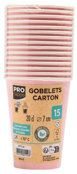 PROnappe Einweg-Kaffeebecher pink 200,0 ml, 15 St.