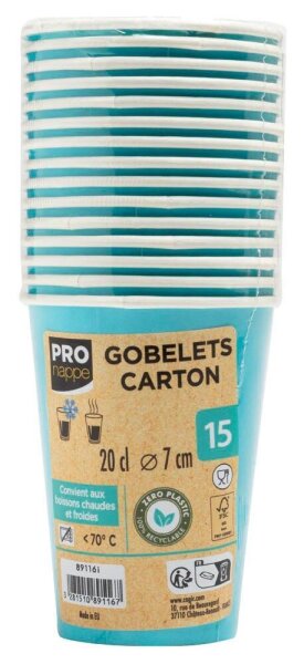 PROnappe Einweg-Kaffeebecher türkis 200,0 ml, 15 St.