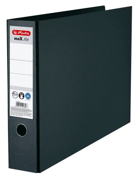 herlitz maX.file Ordner schwarz marmoriert Karton 7,5 cm DIN A3 quer, 1 St.
