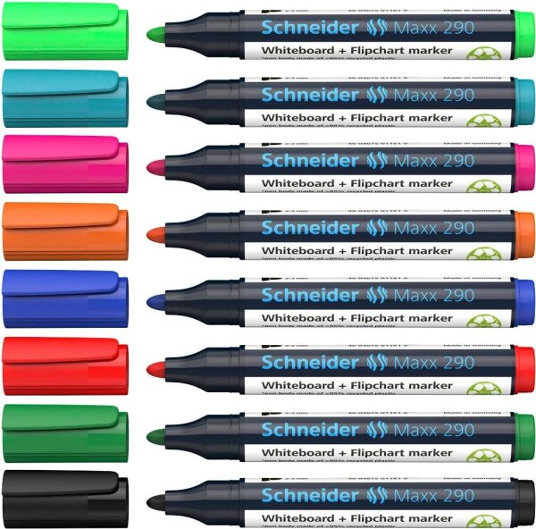 Schneider Maxx 290 Whiteboard- und Flipchart-Marker farbsortiert 2,0 - 3,0 mm, 8 St.