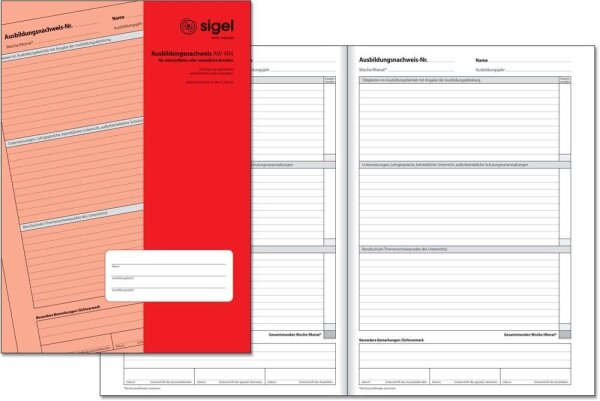 SIGEL Ausbildungsnachweis, wöchentliche/monatliche Eintragungen Formularbuch AW484, 1 St.
