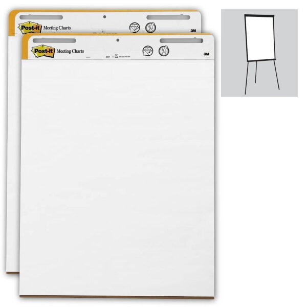 Post-it® Flipchart-Papier Super Sticky Meeting Chart blanko 63,5 x 77,5 cm, 30 B  ( MC559 )