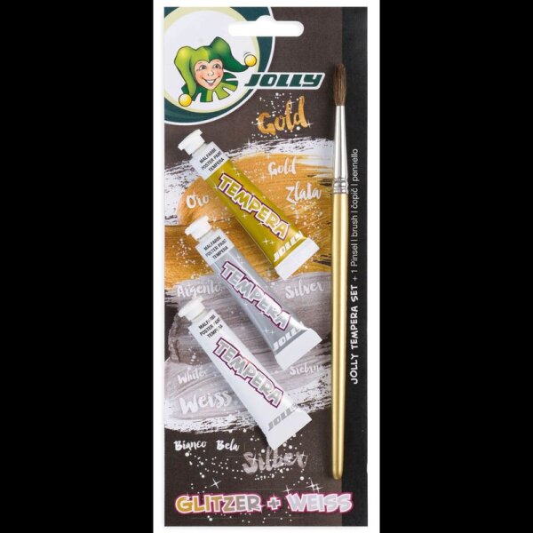 JOLLY GLITZER Temperafarben farbsortiert 3x 7,5 ml