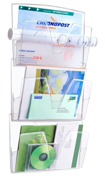 cep Wandprospekthalter transparent DIN A4 3 Fächern 36,0 x 12,2 x 75,0 cm, 1 St.