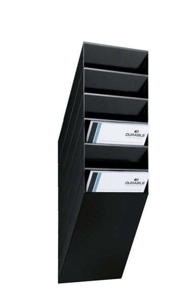 DURABLE Wandprospekthalter FLEXIBOXX schwarz DIN A4 hoch 6 Fächern 24,0 x 13,5 x 69,0 cm, 1 St.