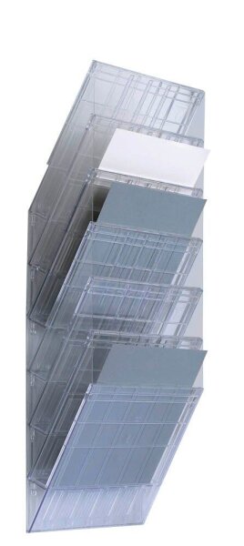 DURABLE Wandprospekthalter FLEXIBOXX transparent DIN A4 hoch 6 Fächern 24,0 x 13,5 x 69,0 cm, 1 St.