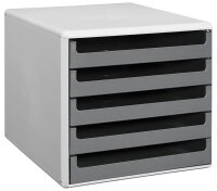 M&M Schubladenbox  dunkelgrau 30050910, DIN A4 mit 5 Schubladen, 1 St.