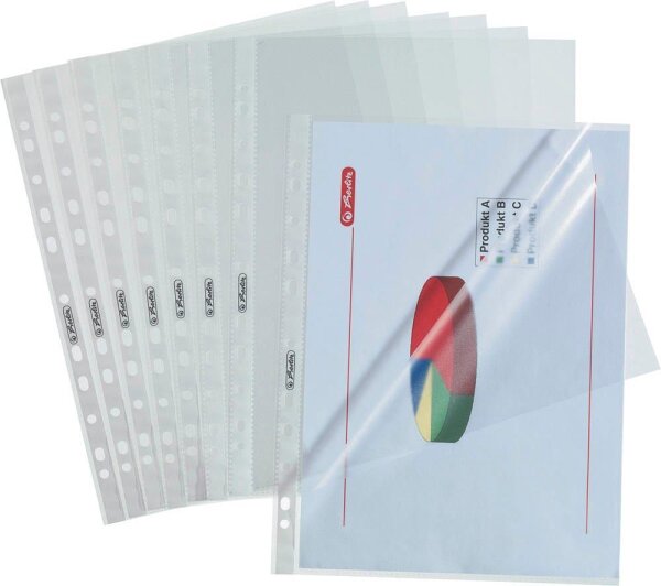 herlitz Prospekthüllen DIN A4 transparent genarbt 0,05 mm, 100 St.