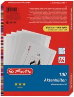 herlitz Sichthüllen DIN A4 glasklar glatt 0,11 mm, 100 St.