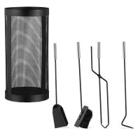 relaxdays Kaminbesteck schwarz, 1 Set