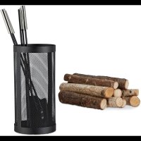 relaxdays Kaminbesteck schwarz, 1 Set