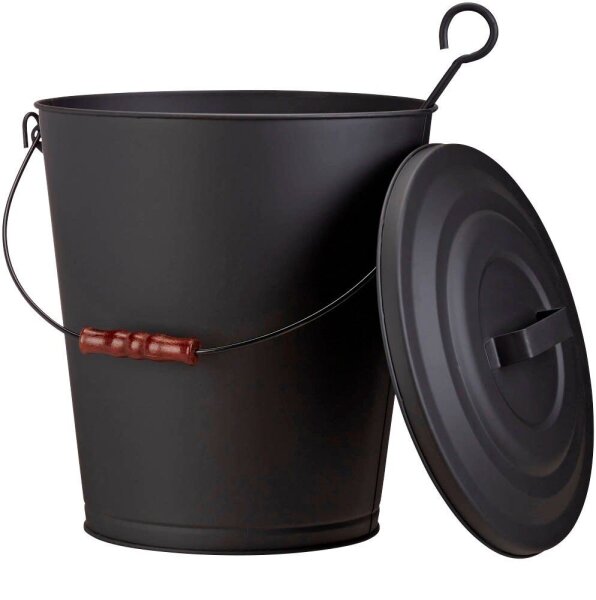 relaxdays Ascheeimer mit Deckel 24,0 l schwarz, 1 St.