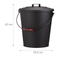 relaxdays Ascheeimer mit Deckel 24,0 l schwarz, 1 St.