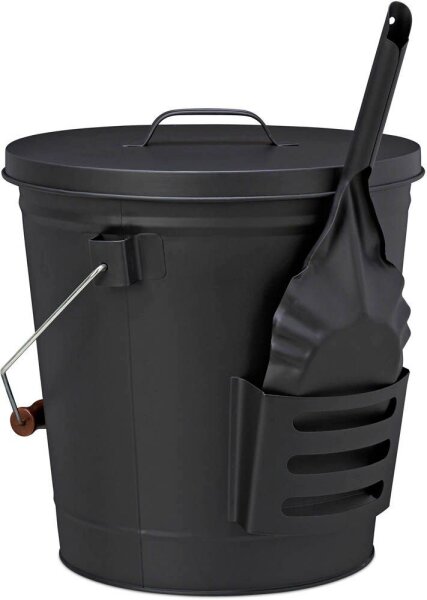 relaxdays Ascheeimer mit Deckel 19,0 l schwarz, 1 St.