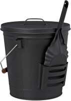 relaxdays Ascheeimer mit Deckel 19,0 l schwarz, 1 St.