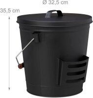 relaxdays Ascheeimer mit Deckel 19,0 l schwarz, 1 St.
