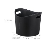 relaxdays Kunstleder L Kaminholzkorb 17,0 l schwarz 39,5...