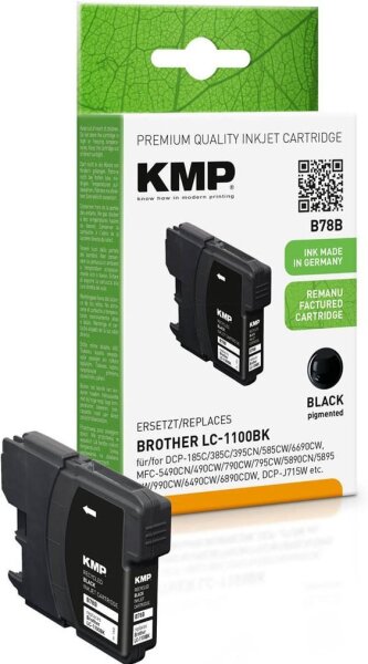 KMP B78B schwarz Druckerpatrone kompatibel zu brother LC-1100BK