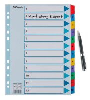 Esselte Ordnerregister DIN A4 Vollformat 1-12 farbig...