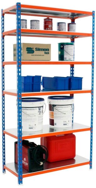 Simonrack Schwerlastregal SIMONCLICK MEGAPLUS 8425437077135 blau, orange, silber 120,0 x 50,0 x 250,0 cm