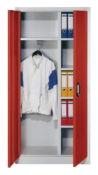 CP Stahlschrank C 2000 Acurado 9260-30 S10156 lichtgrau, rubinrot 4 Fachböden 93,0 x 40,0 x 195,0 cm, aufgebaut, 1 St.