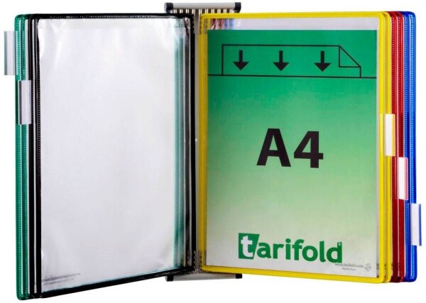 tarifold Wand-Sichttafelsystem 414109 DIN A4 farbsortiert mit 10 St. Sichttafeln, 1 St.