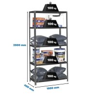 Simonrack Schwerlastregal COMFORT PLUS 8425437096440 anthrazit 100,0 x 40,0 x 200,0 cm