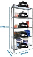 Simonrack Schwerlastregal SIMONCLICK PLUS 8425437098031 anthrazit, weiß 100,0 x 40,0 x 200,0 cm