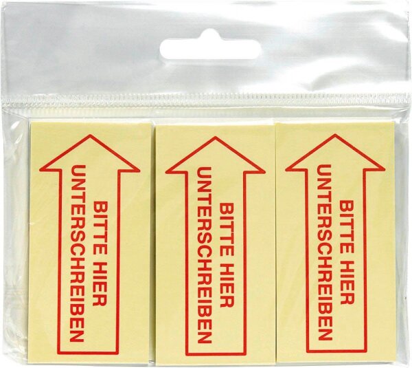 inFO Haftmarker gelb "BITTE HIER UNTERSCHREIBEN" 3x 50 Streifen